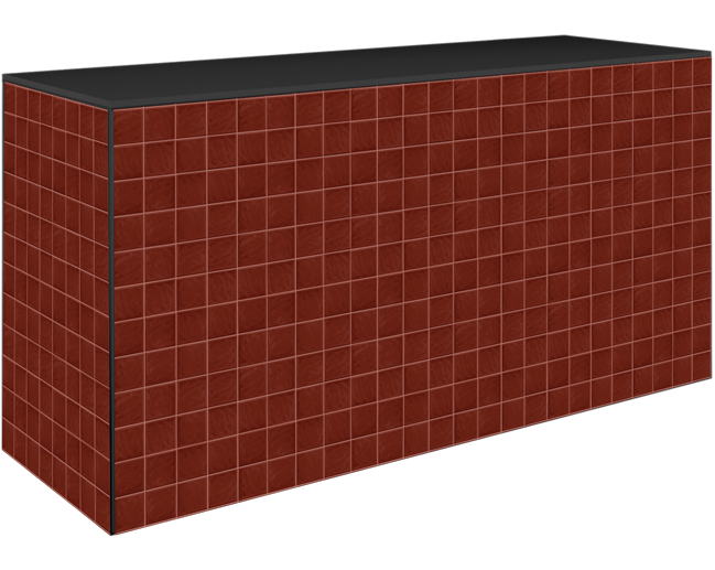 Art Series Food Station Counter - Textured Square Tile Brick Red - Black Top - 60 x 180 x 90cm H